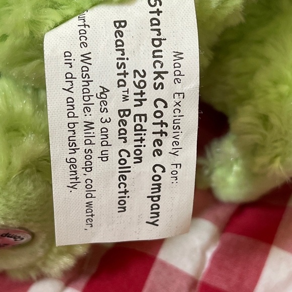 2004 Starbucks “Kiss Me” Plush Bright Green Bearista Teddy Bear - Picture 7 of 8